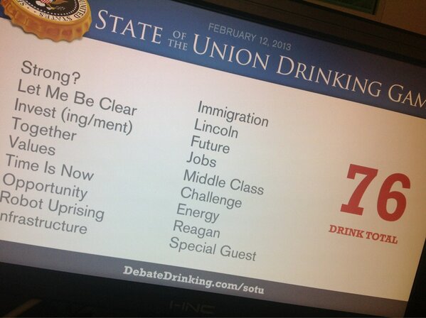 State of the Union Drinking Game Score